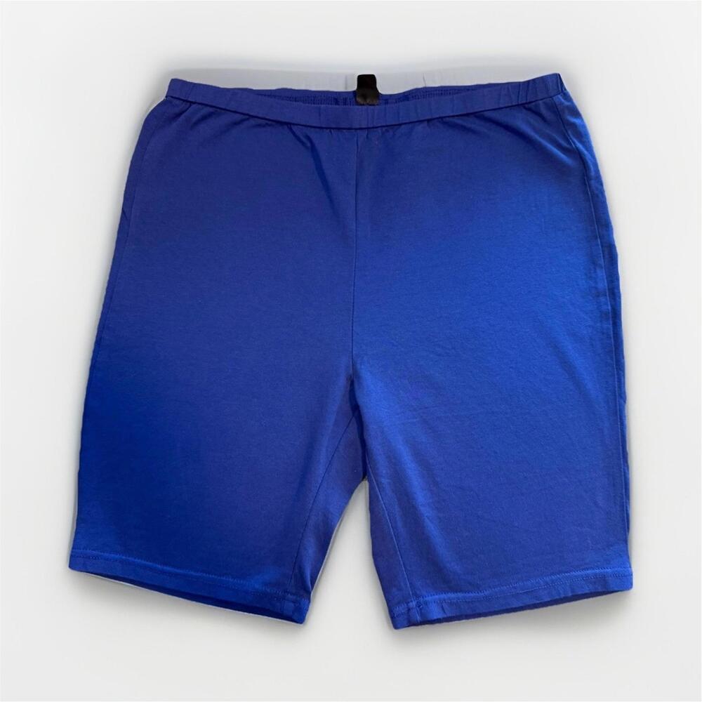 SHEIN Sweat Blue Knit Biker Shorts L Elastic Waist Cotton Blend Pull On Casual